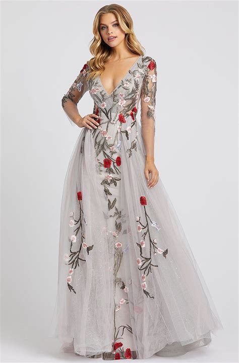 mac duggal dresses floral|mac duggal floral embroidered dress.